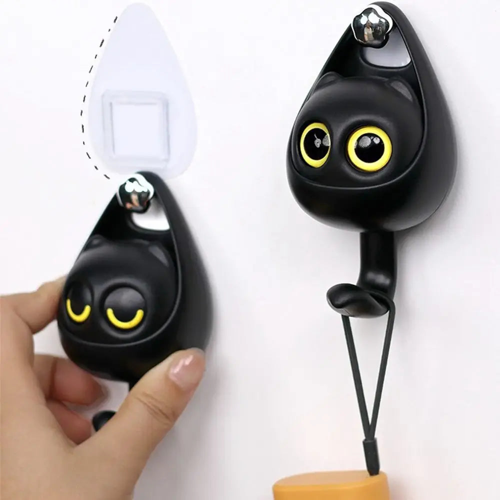 1PCS Creative Blink Cat Hook Cute Seamless Dormitory Bedroom Door Hangers Hooks Key Umbrella Towel Cap Coat Rack Wall Decoration