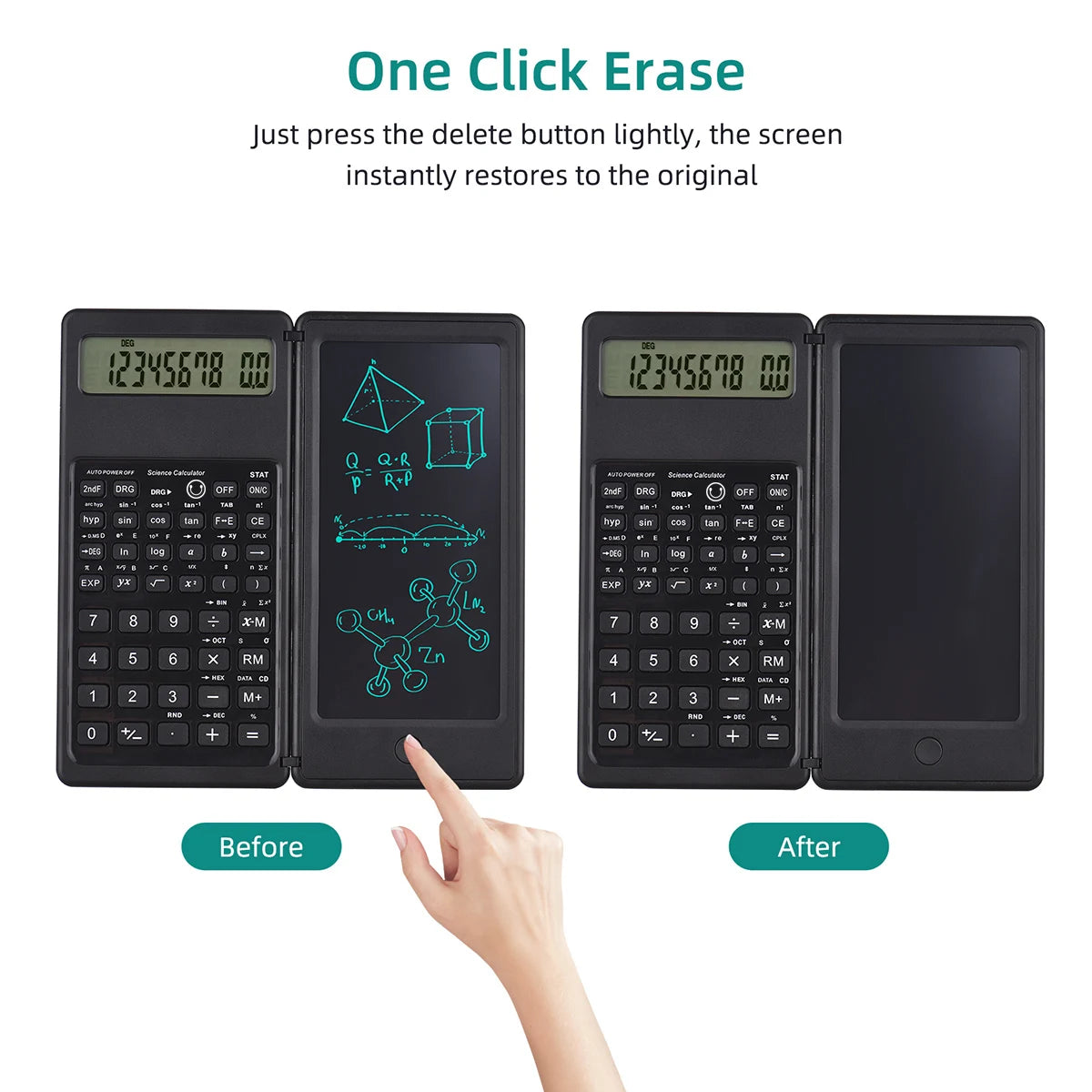 6.5 Inch Foldable LCD Writing Tablet & Scientific Calculator with Stylus