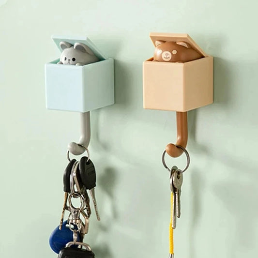 Wall Keychain Hanging Organizers Hook Cat Key Holder Self Adhesive Key Hooks Bathroom Accessories Home Decor Storage Rack Hooks