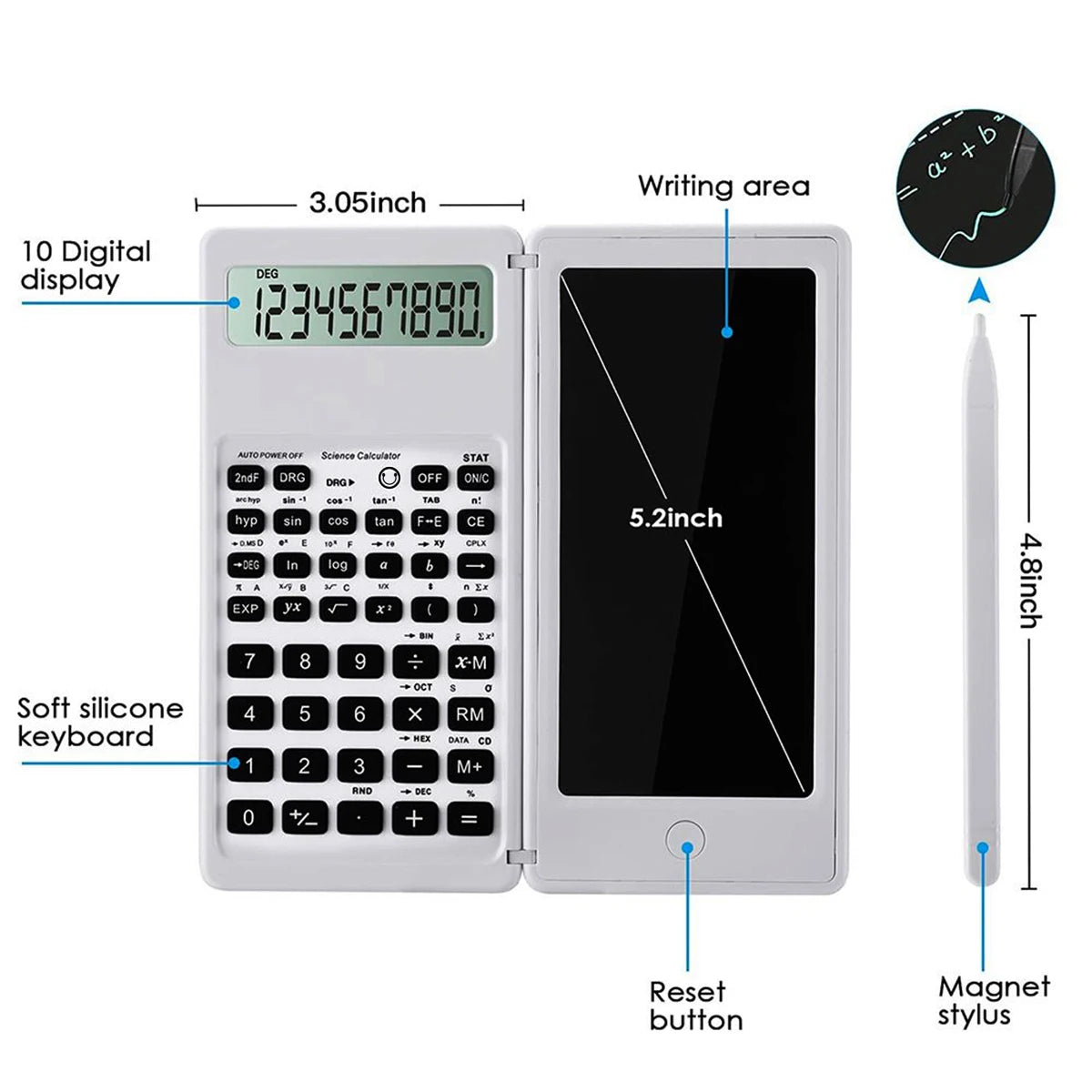 6.5 Inch Foldable LCD Writing Tablet & Scientific Calculator with Stylus