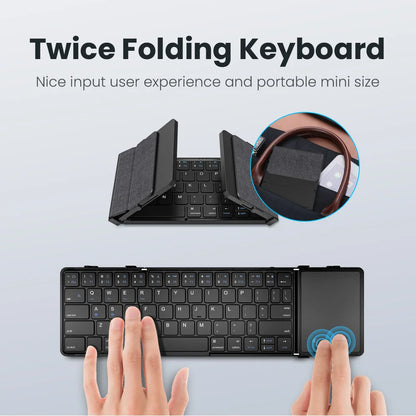 Jomaa Hebrew/Korea/Russia Wireless Folding Keyboard with Touchpad/Numer Rechargeable Foldable Bluetooth Keyboard for Tablet Ipad